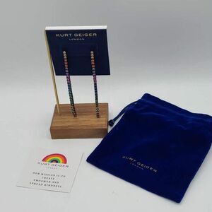 Kurt Geiger Crystal Rainbow Tennis Linear Earrings NWT!  NEW!